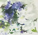 Untitled (Florals in Blue and White) by Joe Eula, watercolor, sold Jan 2024