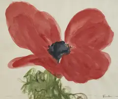 Untitled (Poppy) by Joe Eula, watercolor on paper, sold Jan 2024