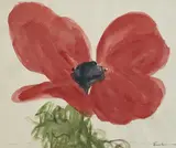 Untitled (Poppy) by Joe Eula, watercolor on paper, sold Jan 2024