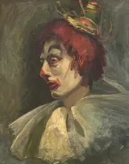 Untitled (Clown) by Leon Kroll, oil on canvas, sold Jan 2024