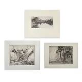 River Song #1 / The Salute / Untitled (Mountain Valley) (3 Works) by Donald Shaw MacLaughlan, 1918/1926/1908, etching, sold Jan 2024