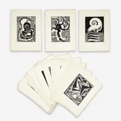 Quatre histoires de blanc et noir by František Kupka, 1926, woodcut on paper, sold Feb 2024