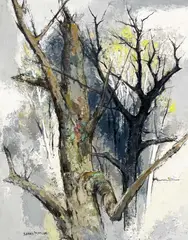 Tree by Shigeo Matsuki, oil on panel, sold Feb 2024