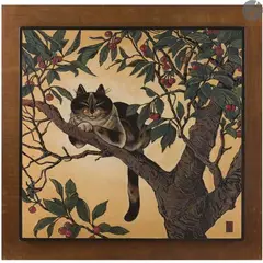 (JACQUES LEHMANN, DIT) Chat allongé sur une branche de cerisier by Jacques Nam, Panneau décoratif, sold Mar 2022