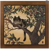 (JACQUES LEHMANN, DIT) Chat allongé sur une branche de cerisier by Jacques Nam, Panneau décoratif, sold Mar 2022