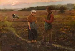 Conversation au champ by Frans Simons, Toile d’origine, sold Mar 2022