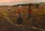 Conversation au champ by Frans Simons, Toile d’origine, sold Mar 2022