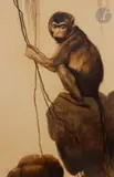 Le Singe aux lianes by Maurice Becque, Aquarelle sur traits de crayon, sold Mar 2022