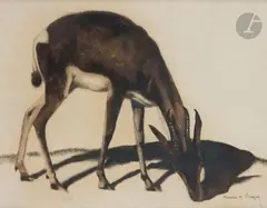 Antilope by Maurice Becque, Encre et aquarelle, sold Mar 2022