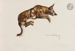Berger allemand by Maurice Becque, Encre et aquarelle, sold Mar 2022