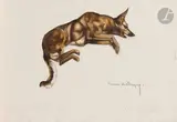 Berger allemand by Maurice Becque, Encre et aquarelle, sold Mar 2022