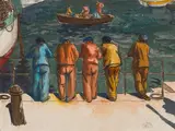 Bretagne, marins à quai by Maurice Becque, Encre et aquarelle, sold Mar 2022