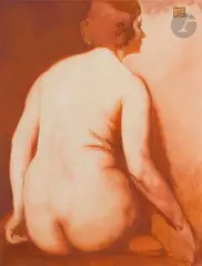 Nu de dos by Maurice Becque, Gouache sanguine, sold Mar 2022