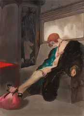 Fille de joie à la poupée by Maurice Becque, Encre et aquarelle, sold Mar 2022