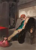 Fille de joie à la poupée by Maurice Becque, Encre et aquarelle, sold Mar 2022