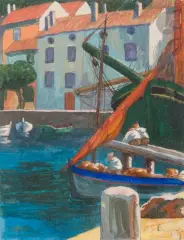 Port méditerranéen by Maurice Becque, Encre et gouache, sold Mar 2022