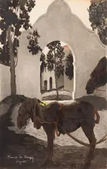 Sagunto, Ane devant le sentier du calvaire by Maurice Becque, Encre, lavis d’encre, aquarelle et rehauts de gouache, sold Mar 2022