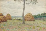 Loguivy, cinq vaches paissant entre les meules, juin 1901 by Henri Rivière, Aquarelle, sold Jun 2008