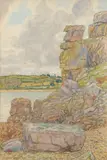 Roc Neven, juillet 1901 by Henri Rivière, Aquarelle, sold Jun 2008