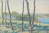 Loguivy, les pins dominant le Trieux, juillet 1901 by Henri Rivière, Aquarelle, sold Jun 2008