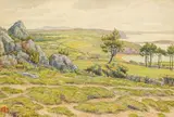 Crozon, panorama du rivage nord-est de la baie de Douarnenez depuis Ménez-Gorré, juin 1902 by Henri Rivière, Aquarelle, sold Jun 2008
