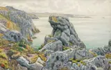 Morgat, falaises de Port-Haor, juin 1908 by Henri Rivière, Aquarelle, sold Jun 2008