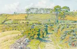 Morgat, chemin de terre entre champs et pins, septembre 1913 by Henri Rivière, Aquarelle, sold Jun 2008