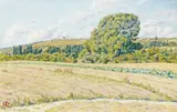 Morgat, moulin sur une crête du Cap de la Chèvre, août 1916 by Henri Rivière, Aquarelle, sold Jun 2008