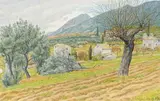 Nyons, décembre 1928 by Henri Rivière, Aquarelle, sold Jun 2008