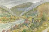 Buis-les-Baronnies, la vallée de l'Ouvèze, janvier 1940 by Henri Rivière, Aquarelle, sold Jun 2008