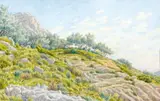 Buis-les-Baronnies, dans la montagne, août 1941 by Henri Rivière, Aquarelle, sold Jun 2008