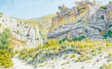 Buis-les-Baronnies, l'entrée des gorges, août 1941 by Henri Rivière, Aquarelle, sold Jun 2008