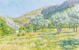 Buis-les-Baronnies, la vallée de l'Ouvèze, juin 1943 by Henri Rivière, Aquarelle, sold Jun 2008