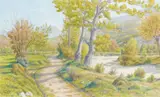Buis-les-Baronnies, le Menon, novembre 1943 by Henri Rivière, Aquarelle, sold Jun 2008