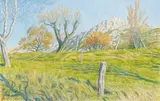Buis-les-Baronnies, soleil d'hiver, vallée du Menon, janvier 1944 by Henri Rivière, Aquarelle, sold Jun 2008