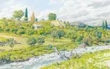 Buis-les-Baronnies, la vallée du Menon, mai 1944 by Henri Rivière, Aquarelle, sold Jun 2008