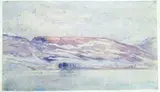 Talloires et La Tournette en hiver by André-Charles Coppier, 1912, Aquarelle, sold Jun 2008