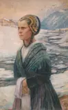 Laveuse au torrent de Landry by André-Charles Coppier, 1911, Aquarelle, sold Jun 2008