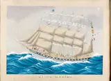 Le cinq mâts barque Aigle-Marine doublant le Cap Finisterre by Gilbert Pajot, Gouache signée, sold Jun 2008