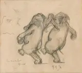 Éléphants en avant deux by Édouard-Marcel Sandoz, Crayon à papier sur papier bistre, sold Jun 2008