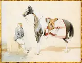 Lad et cheval pie by Alfred de Dreux, Aquarelle, sold Jun 2008
