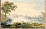 Paysage fluvial by Jean Baptiste Chatelain, Aquarelle, sold Apr 2008