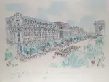 Le défilé du 14 juillet sur les Champs-Elysées by Pierre Pages, Lithographie en couleur, sold Oct 2021