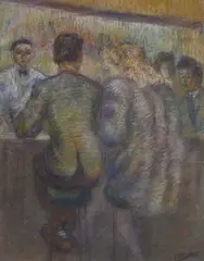 Au comptoir by Fred Pailhès, Pastel sur papier, sold Oct 2021