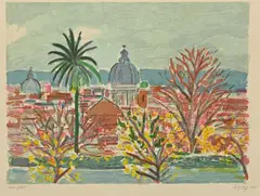 Vue de Rome depuis le Pincio by Robert Savary, Lithographie moderne, sold Oct 2021
