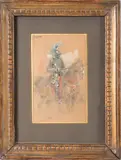 Cavalier en armure by Eugène Lami, Pierre noire, aquarelle et rehauts de gouache, sold Sep 2017