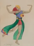 Danseuse cubiste by Marcel-Louis Baugniet, 1923, Aquarelle, sold Jun 2017