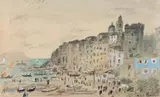 Portofino by Michele Cascella, 1956, Gouache sur traits d'encre, sold Jun 2017