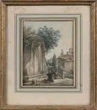 Un petit oratoire romain by Victor-Jean Nicolle, Plume et encre brune et grise, aquarelle, sold Jun 2017