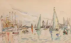 Cannes, avril 1931 by Paul Signac, Mine de plomb et aquarelle sur papier, sold Jun 2018